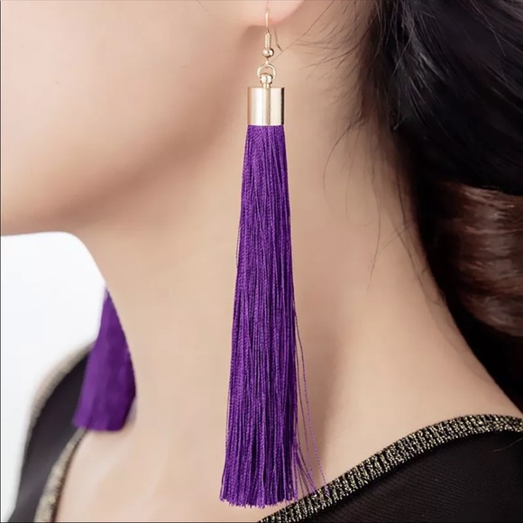 Jewelry - Purple tassel drop earrings gold top 3 for $20